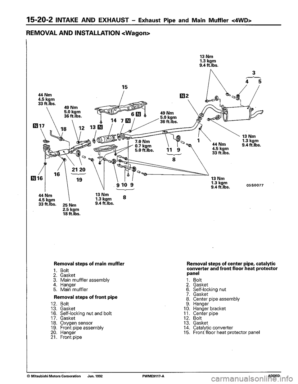 MITSUBISHI COLT 1992  Workshop Manual 