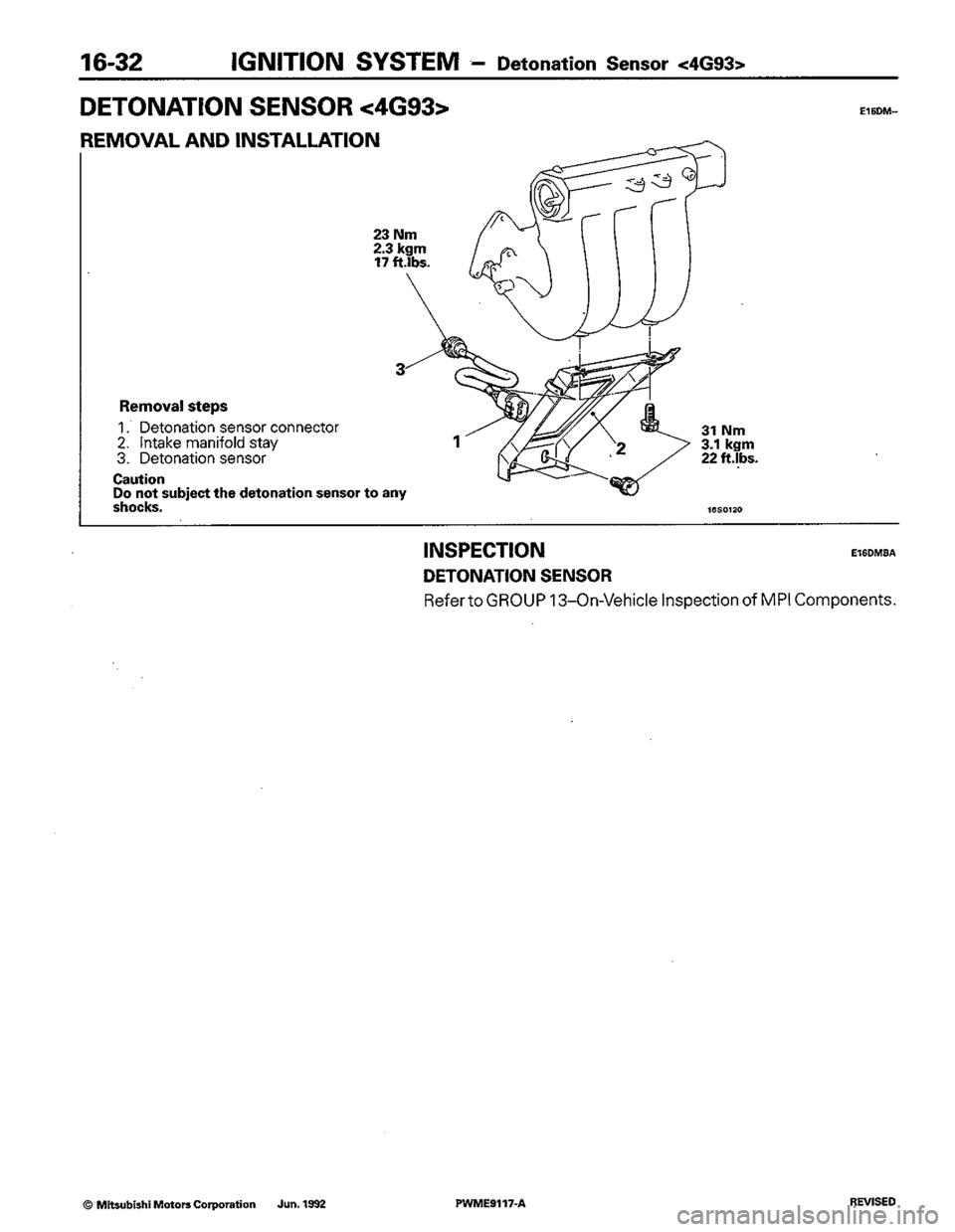 MITSUBISHI COLT 1992 Workshop Manual MITSUBISHI COLT 1992 Workshop Manual
