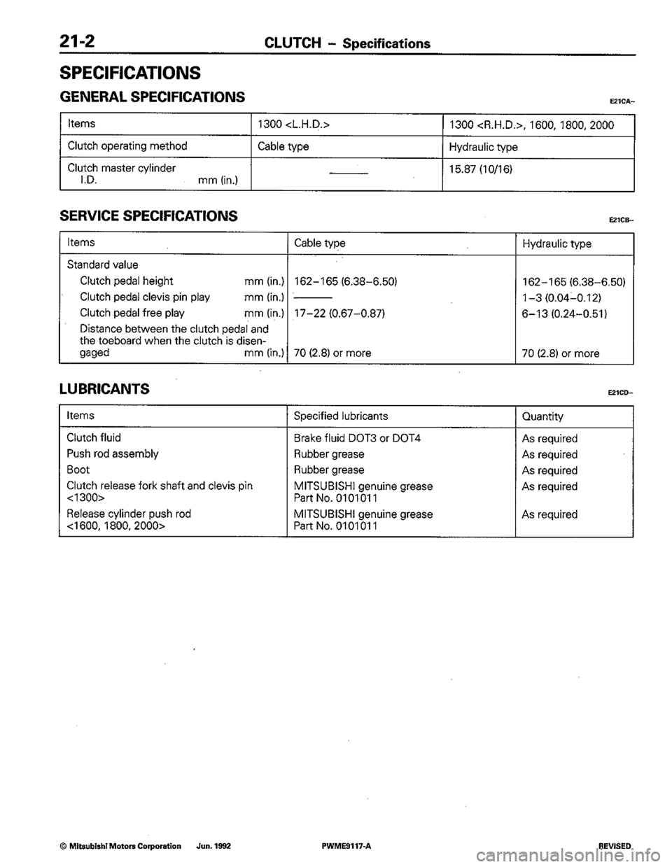 MITSUBISHI COLT 1992 Workshop Manual MITSUBISHI COLT 1992 Workshop Manual