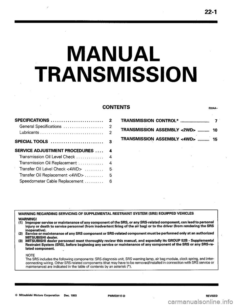MITSUBISHI COLT 1992 Workshop Manual MITSUBISHI COLT 1992 Workshop Manual