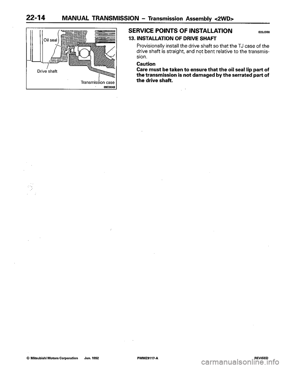 MITSUBISHI COLT 1992 Workshop Manual MITSUBISHI COLT 1992 Workshop Manual