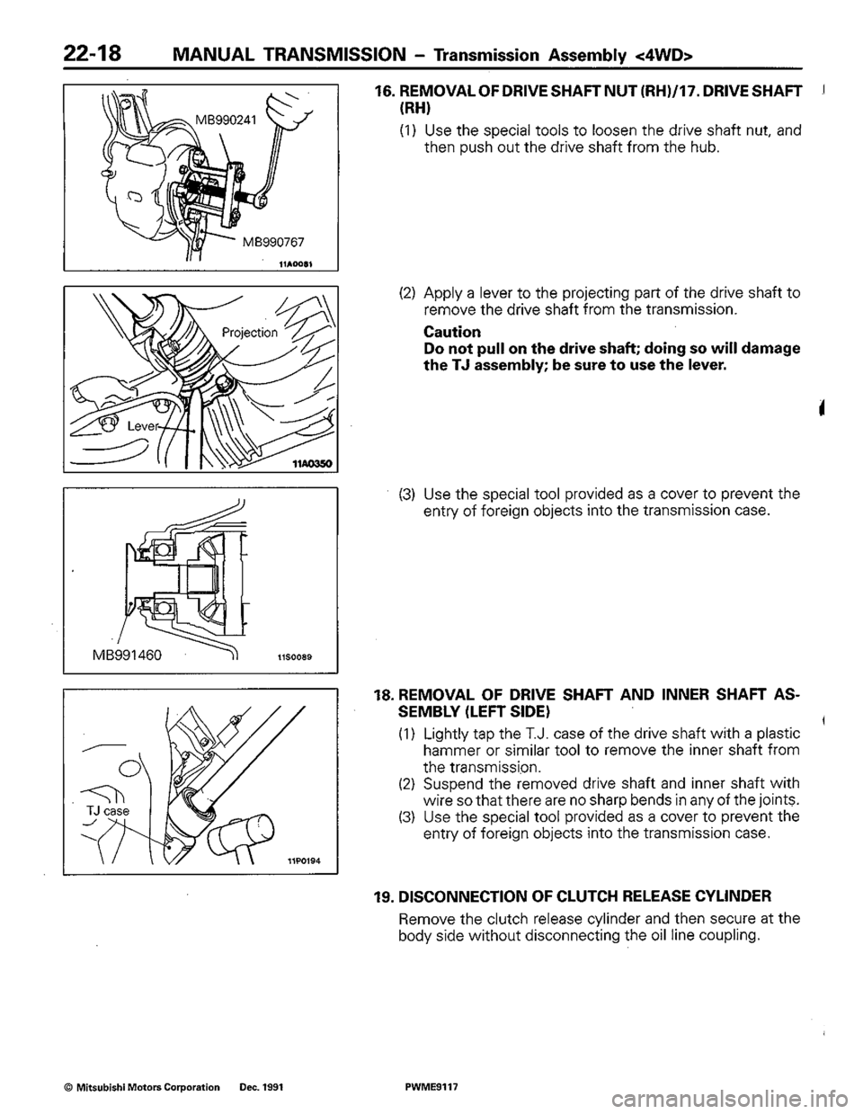 MITSUBISHI COLT 1992 Workshop Manual MITSUBISHI COLT 1992 Workshop Manual