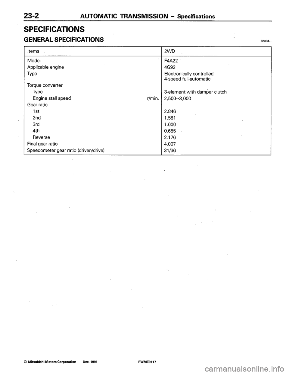 MITSUBISHI COLT 1992 Workshop Manual MITSUBISHI COLT 1992 Workshop Manual