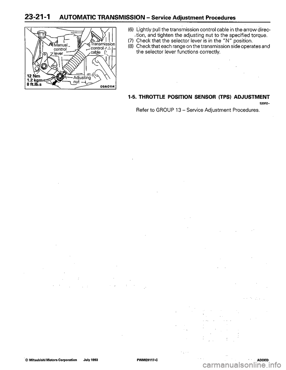 MITSUBISHI COLT 1992 Workshop Manual MITSUBISHI COLT 1992 Workshop Manual
