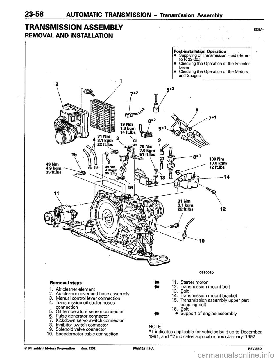 MITSUBISHI COLT 1992 Workshop Manual MITSUBISHI COLT 1992 Workshop Manual