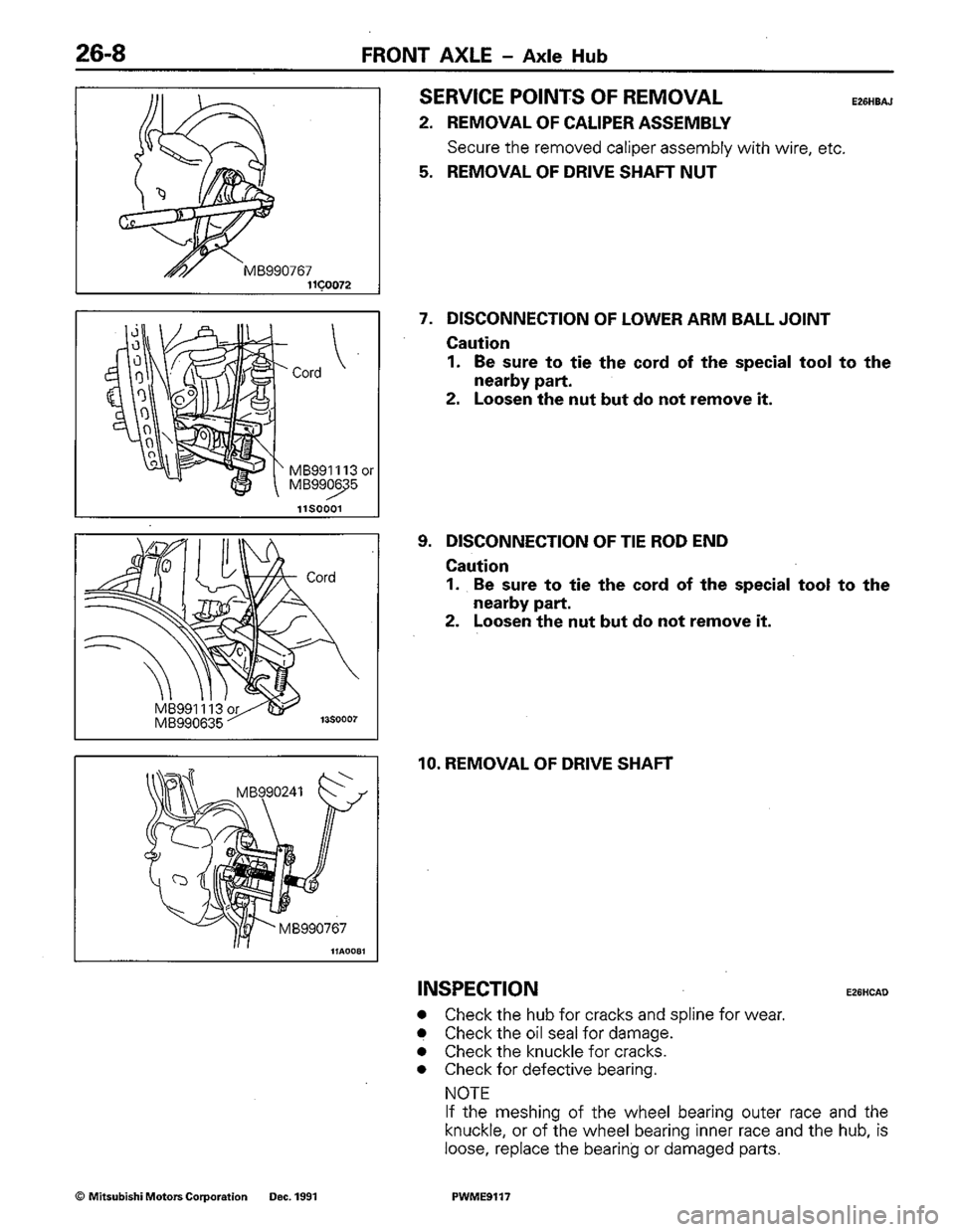 MITSUBISHI COLT 1992 Workshop Manual MITSUBISHI COLT 1992 Workshop Manual