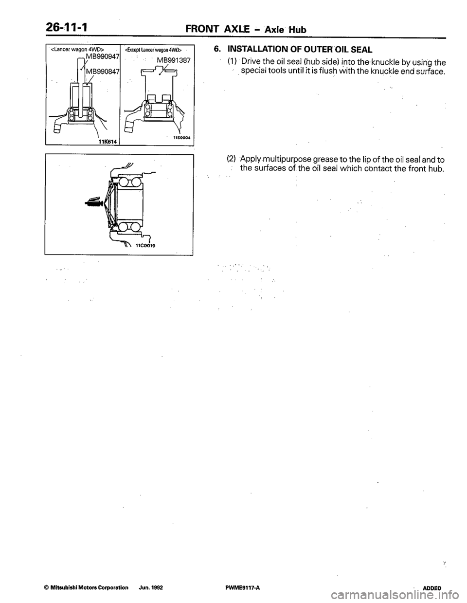 MITSUBISHI COLT 1992 Workshop Manual MITSUBISHI COLT 1992 Workshop Manual