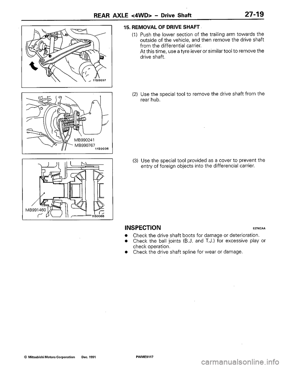 MITSUBISHI COLT 1992 Workshop Manual MITSUBISHI COLT 1992 Workshop Manual