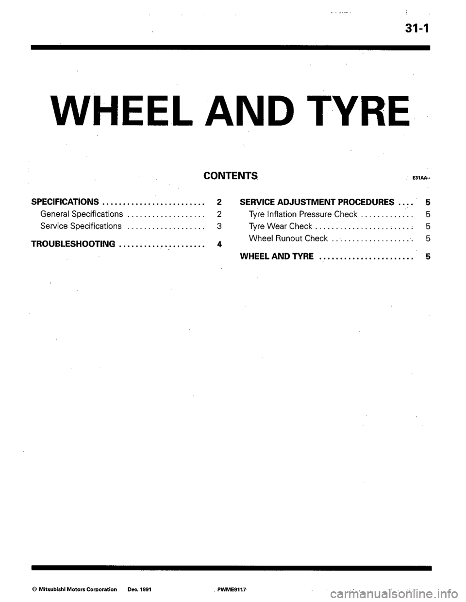 MITSUBISHI COLT 1992 Workshop Manual MITSUBISHI COLT 1992 Workshop Manual