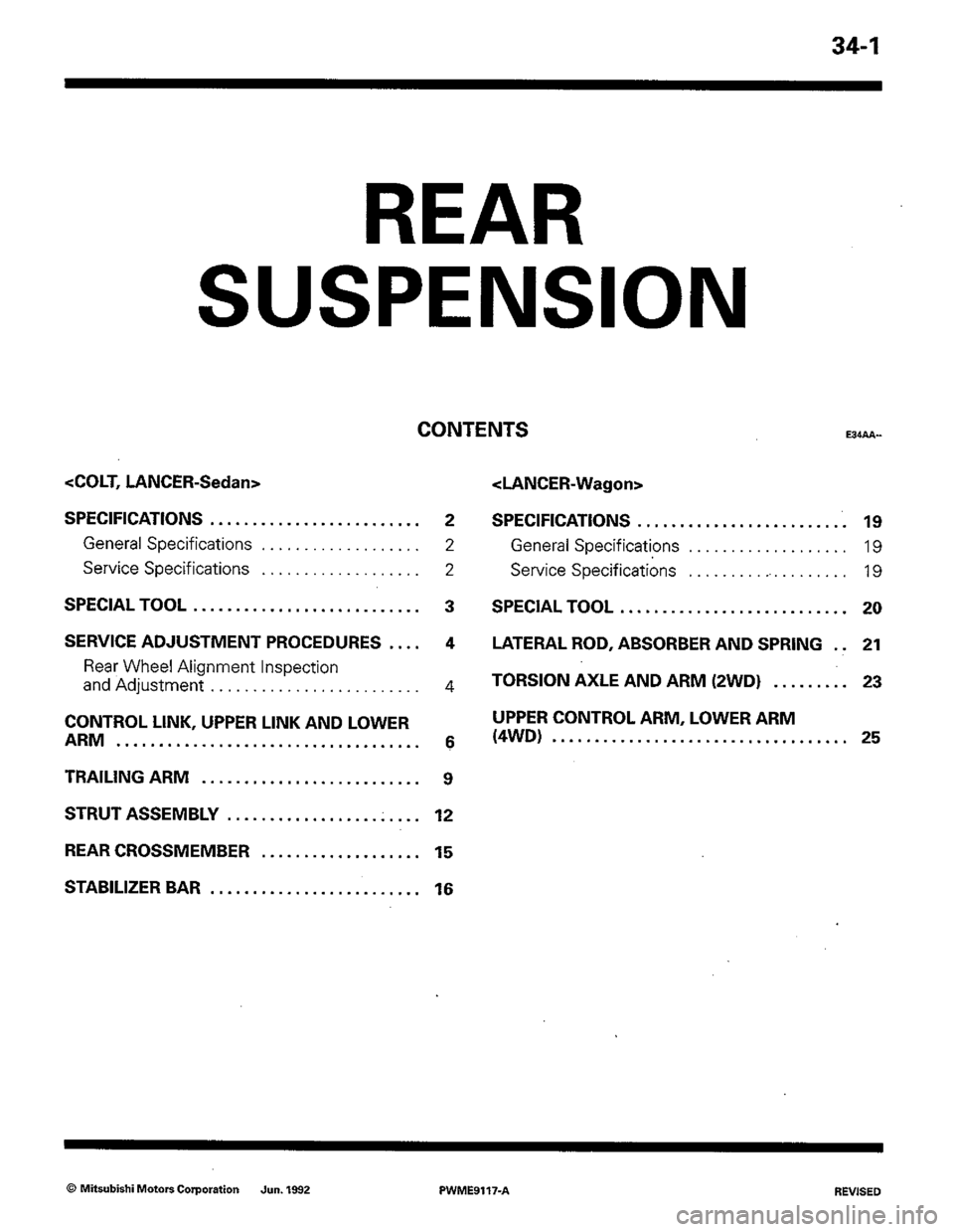 MITSUBISHI COLT 1992 Workshop Manual MITSUBISHI COLT 1992 Workshop Manual