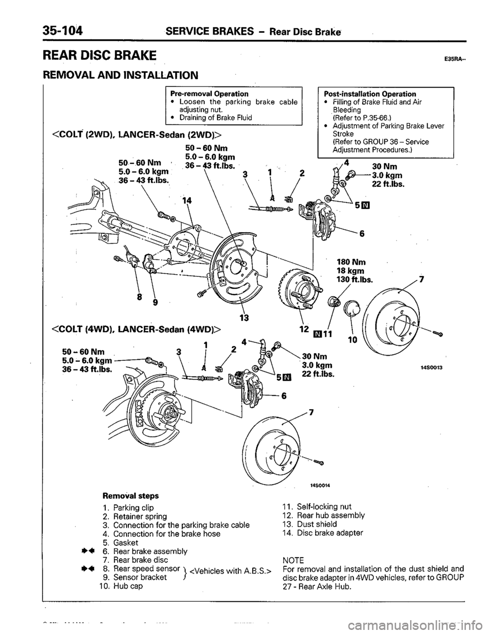 MITSUBISHI COLT 1992 Workshop Manual MITSUBISHI COLT 1992 Workshop Manual