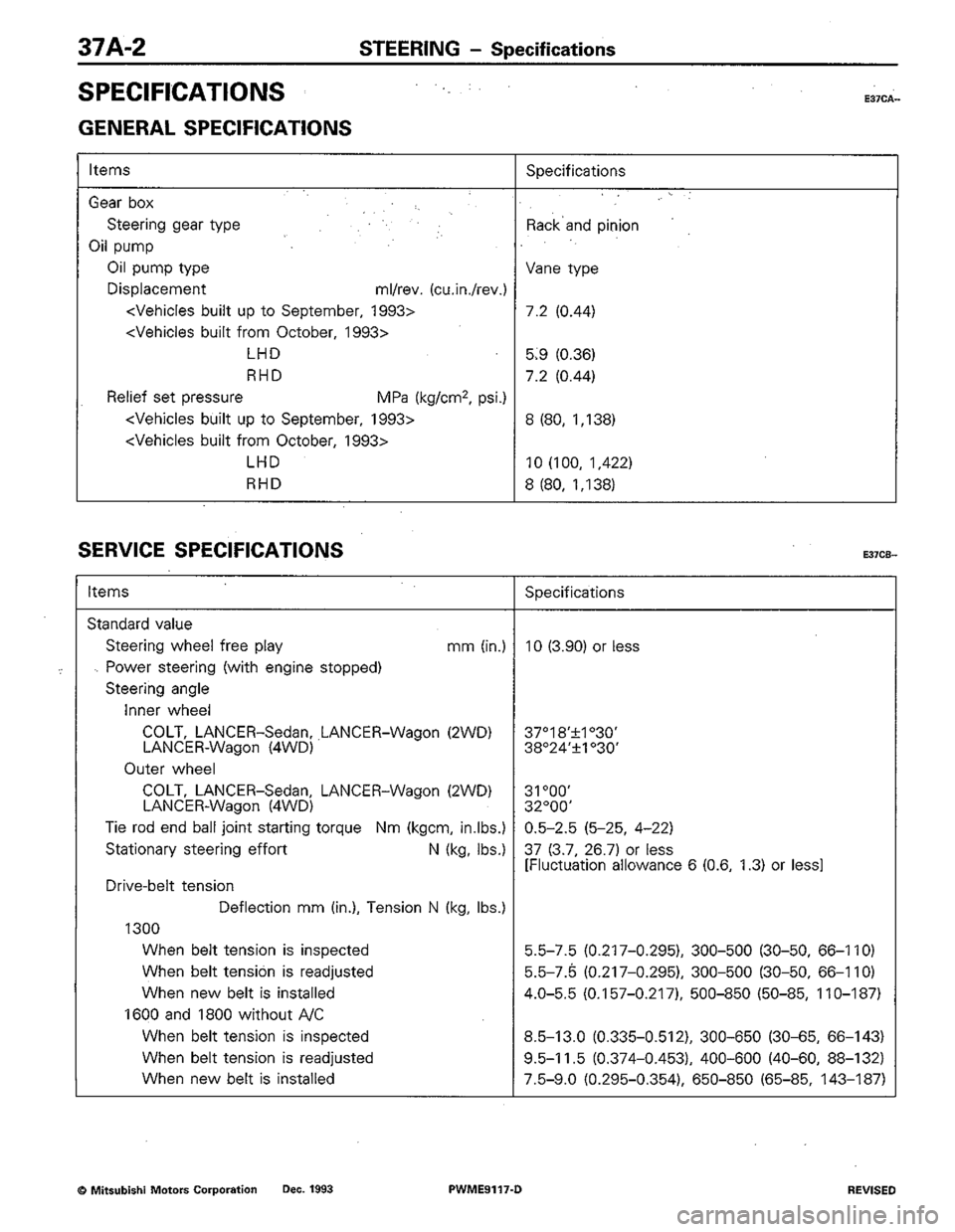 MITSUBISHI COLT 1992 Workshop Manual MITSUBISHI COLT 1992 Workshop Manual