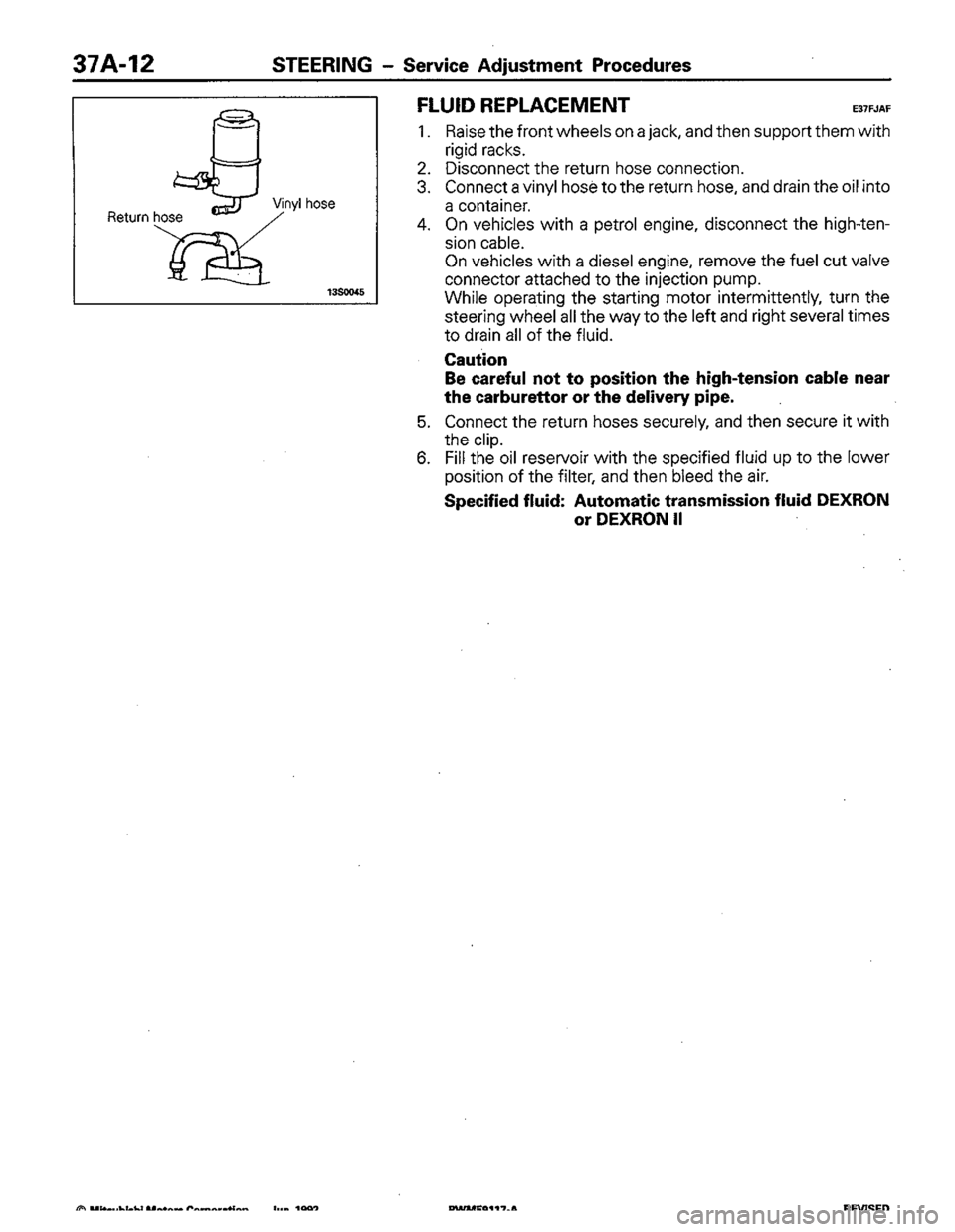 MITSUBISHI COLT 1992  Workshop Manual 
