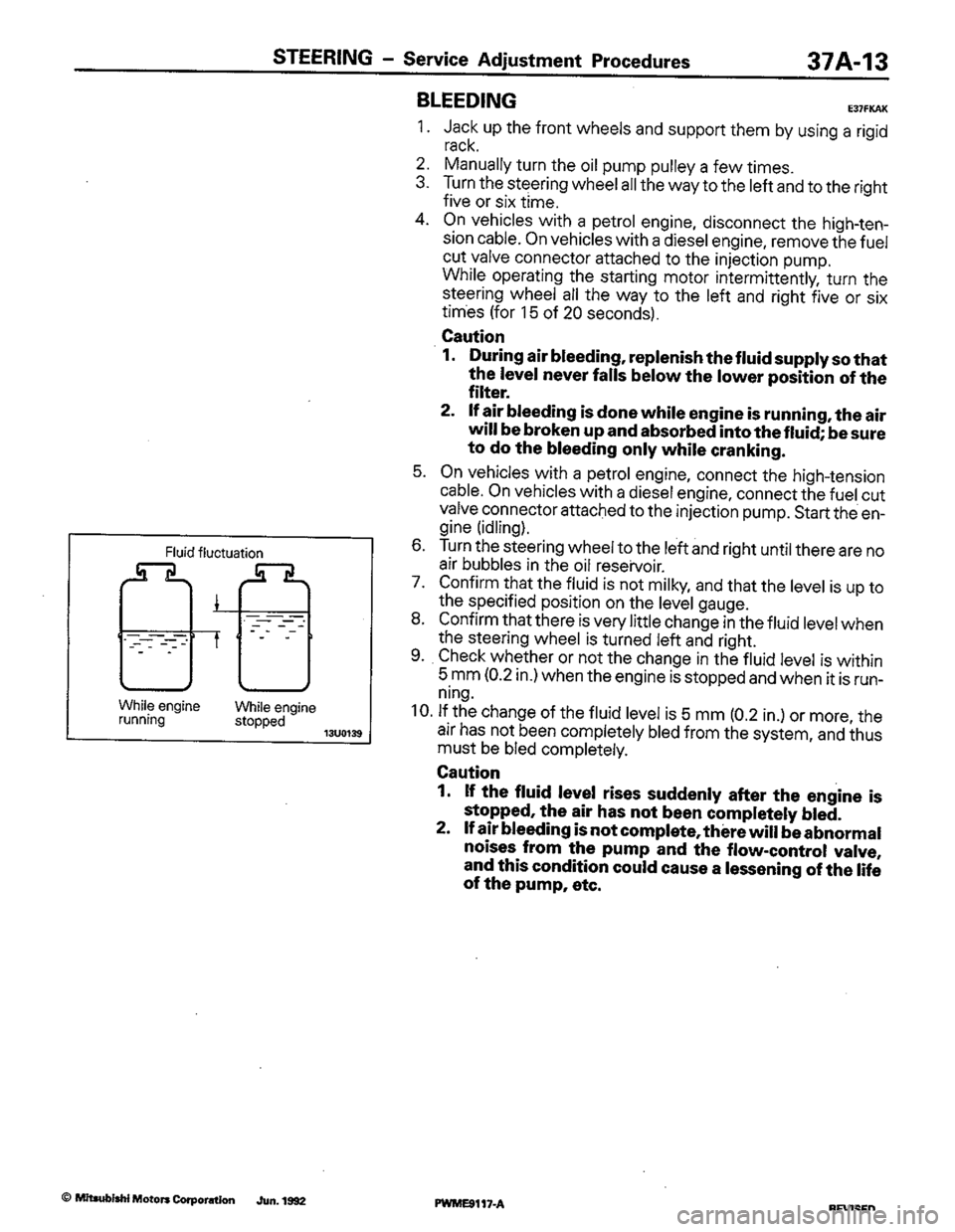 MITSUBISHI COLT 1992  Workshop Manual 