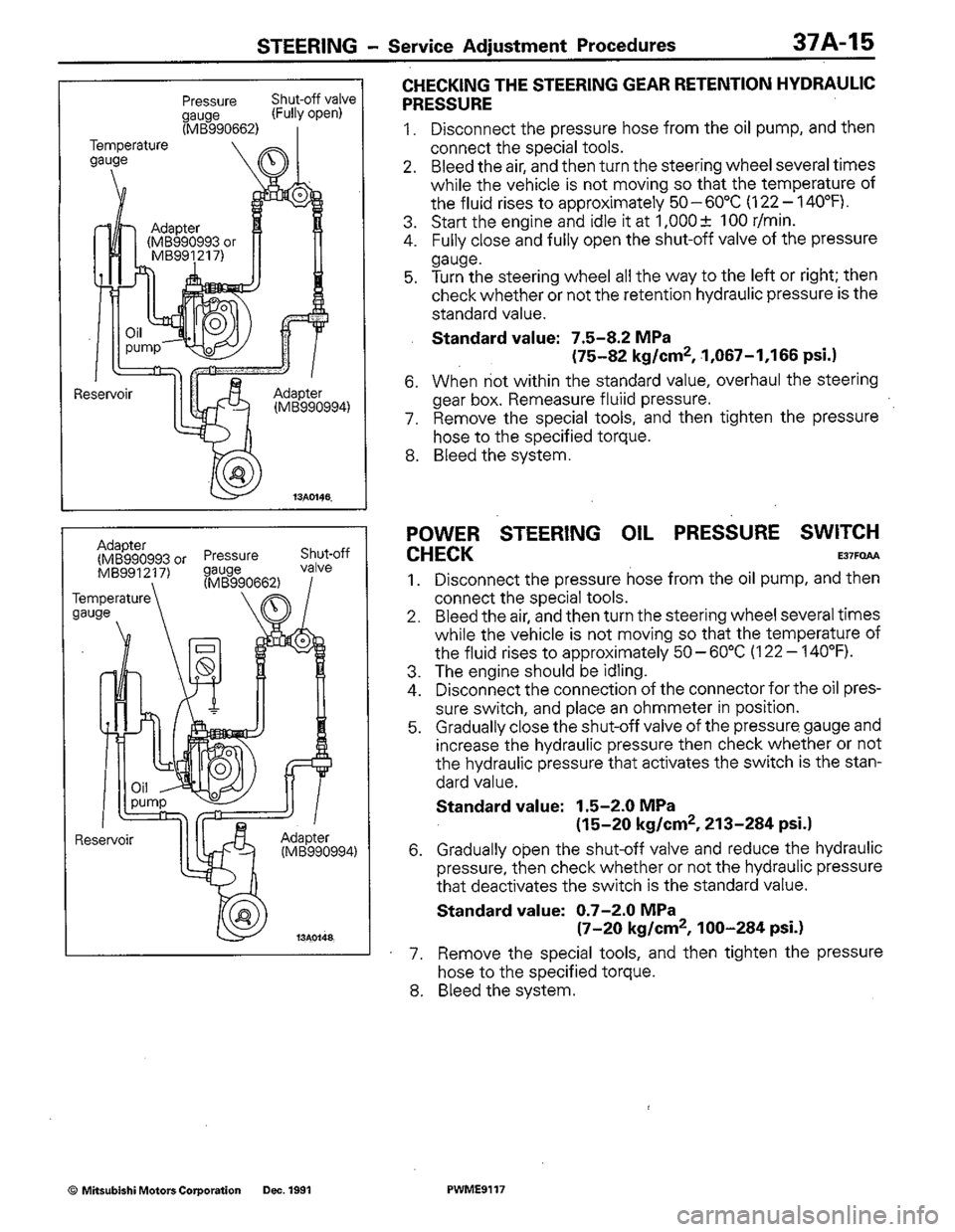 MITSUBISHI COLT 1992  Workshop Manual 