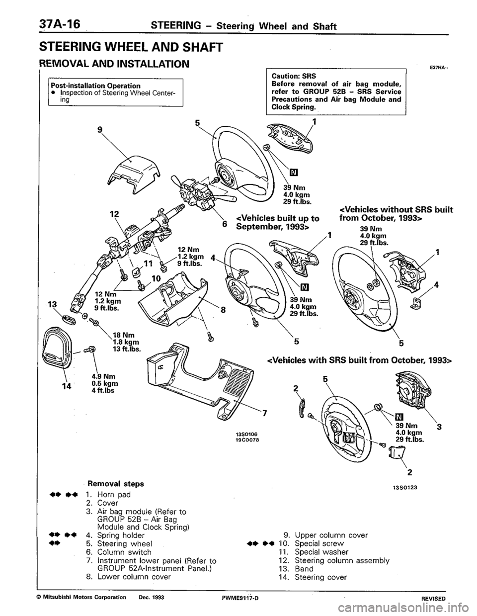 MITSUBISHI COLT 1992  Workshop Manual 