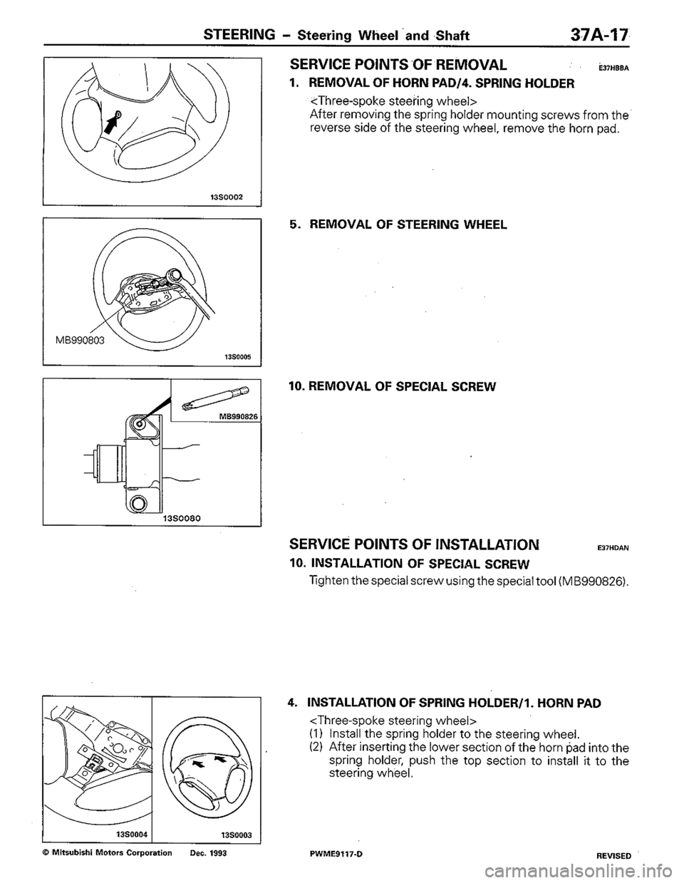 MITSUBISHI COLT 1992  Workshop Manual 