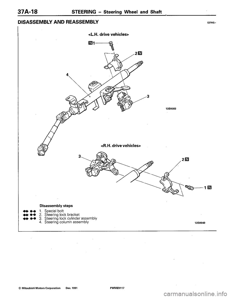 MITSUBISHI COLT 1992  Workshop Manual 
