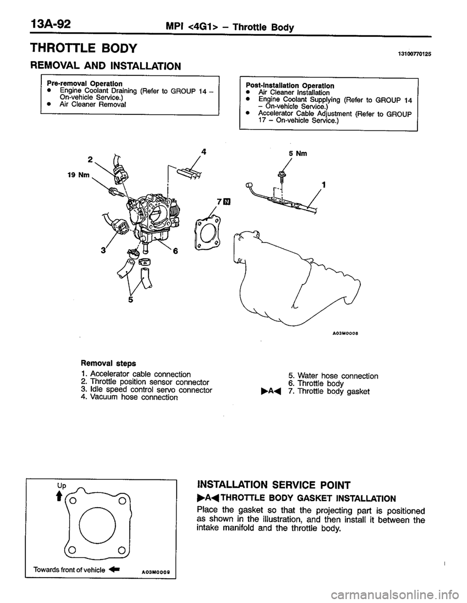 MITSUBISHI COLT 1996 Workshop Manual MITSUBISHI COLT 1996 Workshop Manual