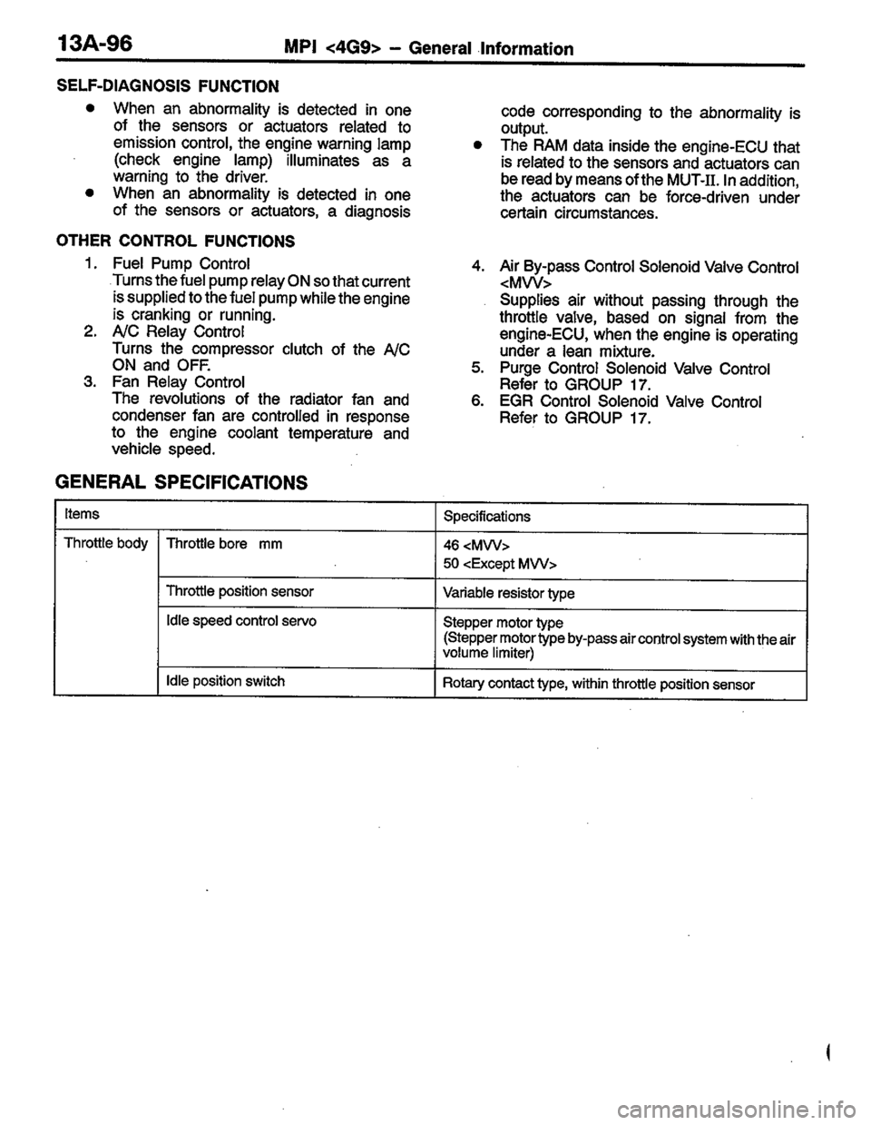 MITSUBISHI COLT 1996 Workshop Manual MITSUBISHI COLT 1996 Workshop Manual
