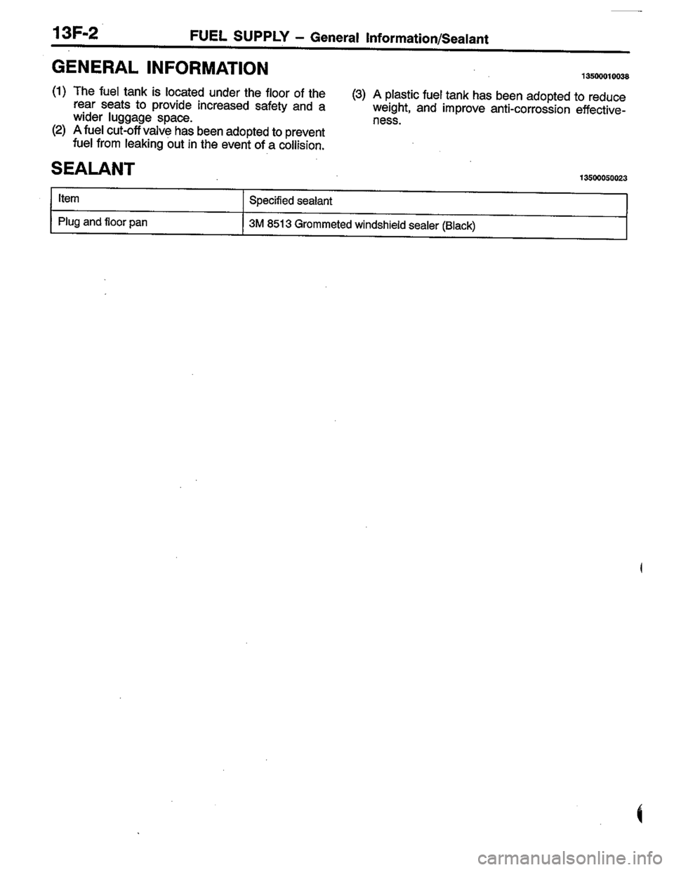 MITSUBISHI COLT 1996  Workshop Manual 