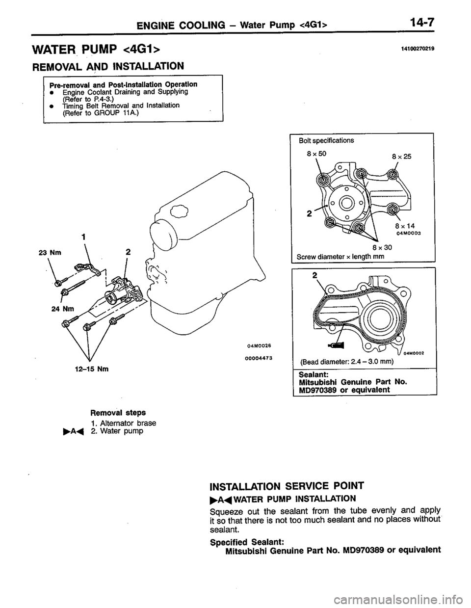 MITSUBISHI COLT 1996 Workshop Manual MITSUBISHI COLT 1996 Workshop Manual
