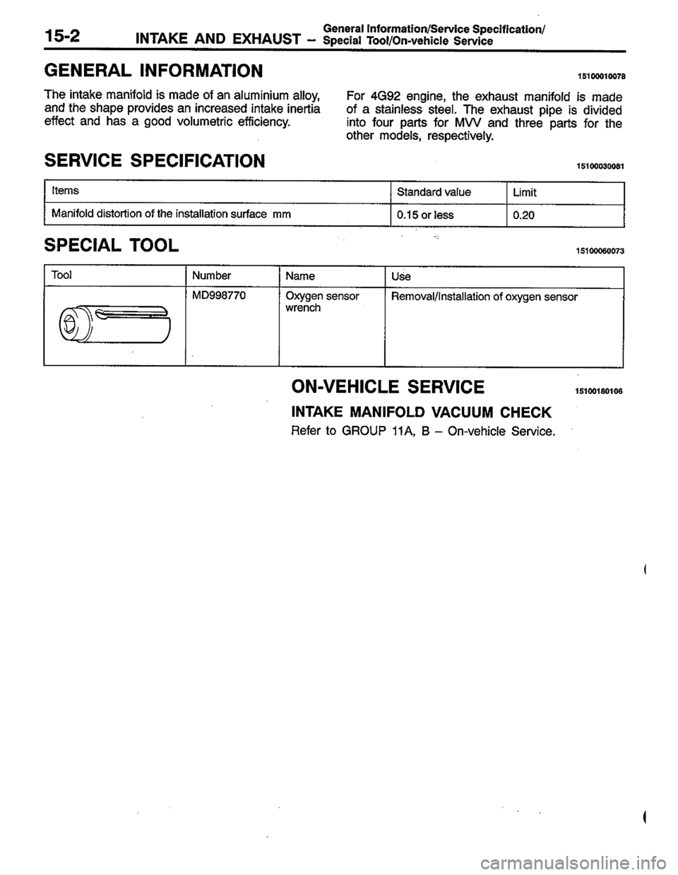MITSUBISHI COLT 1996 Workshop Manual MITSUBISHI COLT 1996 Workshop Manual