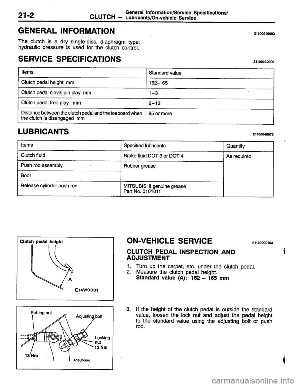 MITSUBISHI COLT 1996 Workshop Manual MITSUBISHI COLT 1996 Workshop Manual