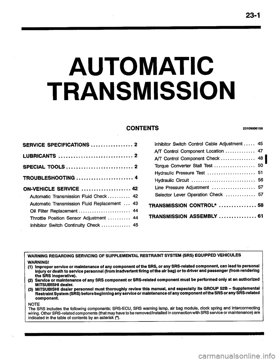 MITSUBISHI COLT 1996 Workshop Manual MITSUBISHI COLT 1996 Workshop Manual