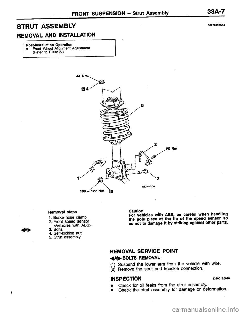 MITSUBISHI COLT 1996  Workshop Manual 