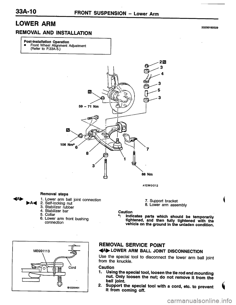 MITSUBISHI COLT 1996  Workshop Manual 