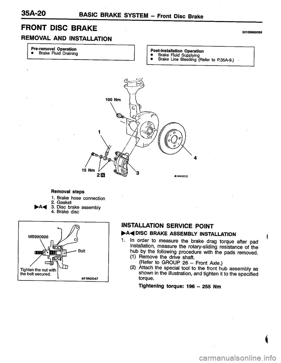 MITSUBISHI COLT 1996 Workshop Manual MITSUBISHI COLT 1996 Workshop Manual