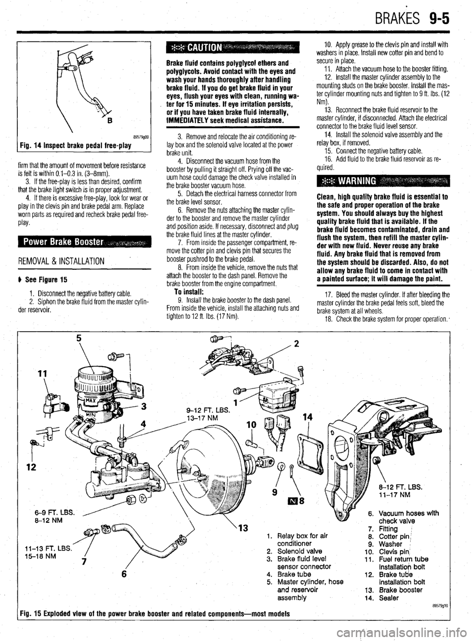 MITSUBISHI DIAMANTE 1900 Repair Manual BRAKES 9-5
Inspect brake pedal free-play
firm that the amount of movement before resistance
is felt is within 0.1-0.3 in. (3-8mm).
3. If the free-play is less than desired, confirm
that the brake MITSUBISHI DIAMANTE 1900 Repair Manual BRAKES 9-5
Inspect brake pedal free-play
firm that the amount of movement before resistance
is felt is within 0.1-0.3 in. (3-8mm).
3. If the free-play is less than desired, confirm
that the brake