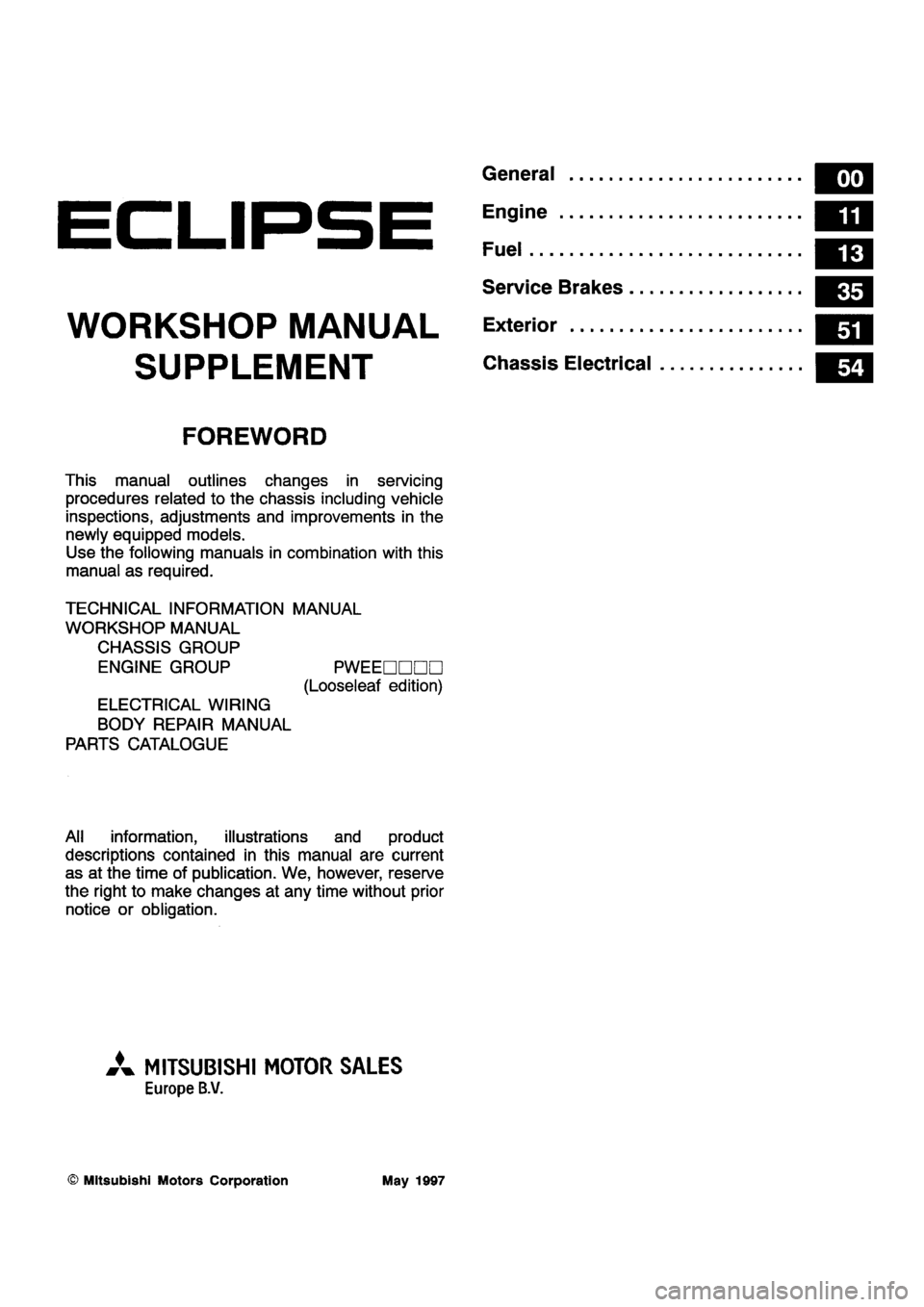 MITSUBISHI ECLIPSE 1998  Workshop Manual 
