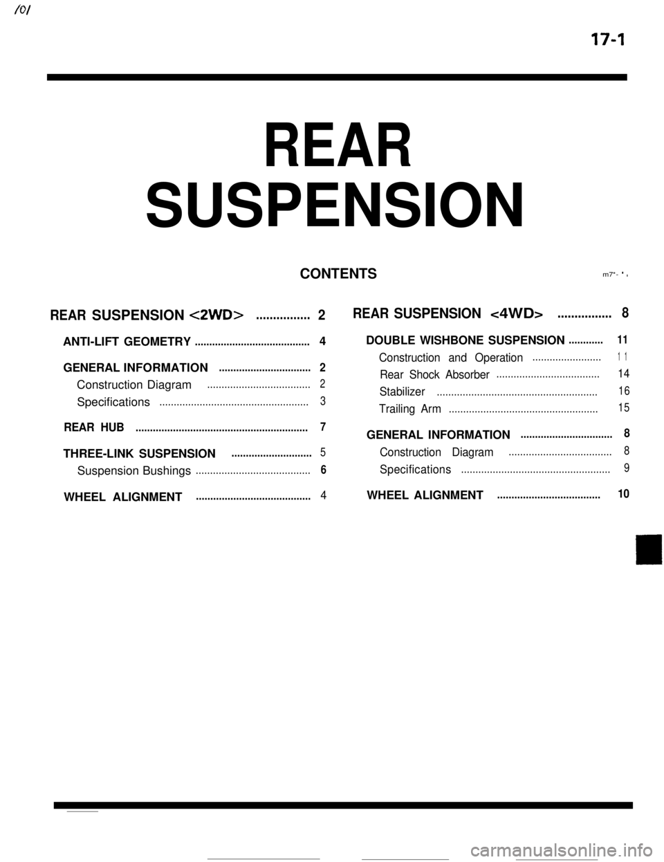 MITSUBISHI ECLIPSE 1990  Service Manual 17-I
REAR
<ZWD>................2 