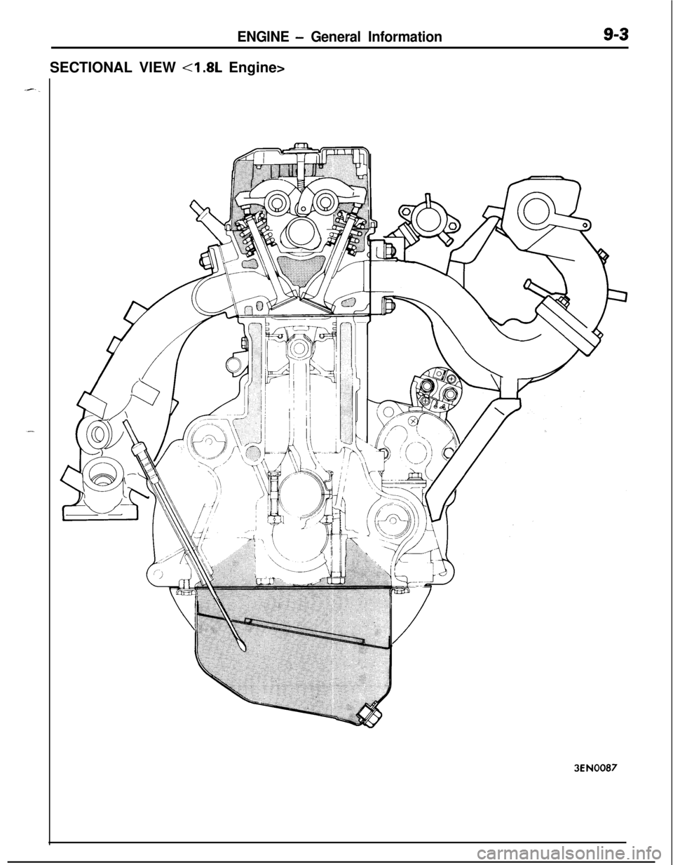 MITSUBISHI ECLIPSE 1991 Manual Online ENGINE - General InformationSECTIONAL VIEW
<I .8L Engine>3EN0087 MITSUBISHI ECLIPSE 1991 Manual Online ENGINE - General InformationSECTIONAL VIEW
<I .8L Engine>3EN0087