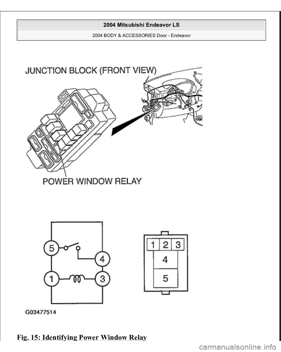 MITSUBISHI ENDEAVOR 2004  Service Repair Manual Fig. 15: Identif
ying Power Window Rela
y
 
2004 Mitsubishi Endeavor LS 
2004 BODY & ACCESSORIES Door - Endeavor
   