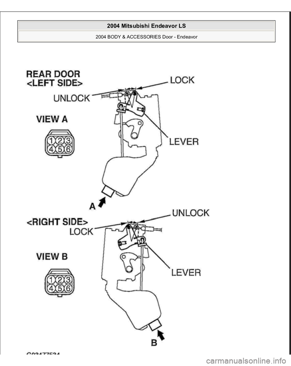 MITSUBISHI ENDEAVOR 2004  Service Repair Manual  
2004 Mitsubishi Endeavor LS 
2004 BODY & ACCESSORIES Door - Endeavor
   
