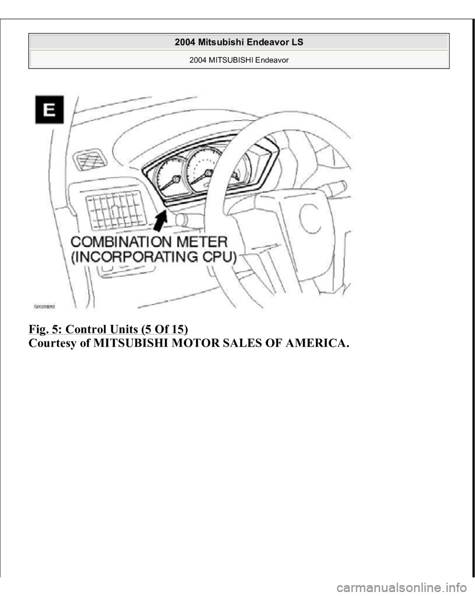 MITSUBISHI ENDEAVOR 2004  Service Repair Manual Fig. 5: Control Units (5 Of 15)
 
Courtes
y of MITSUBISHI MOTOR SALES OF AMERICA
.
 
2004 Mitsubishi Endeavor LS 
2004 MITSUBISHI Endeavor
   