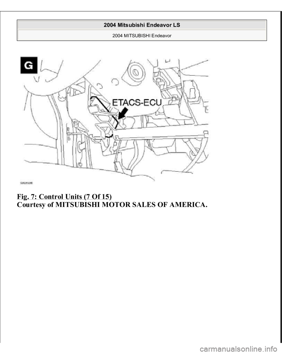 MITSUBISHI ENDEAVOR 2004  Service Repair Manual Fig. 7: Control Units (7 Of 15)
 
Courtesy of MITSUBISHI MOTOR SALES OF AMERICA.
 
2004 Mitsubishi Endeavor LS 
2004 MITSUBISHI Endeavor
   