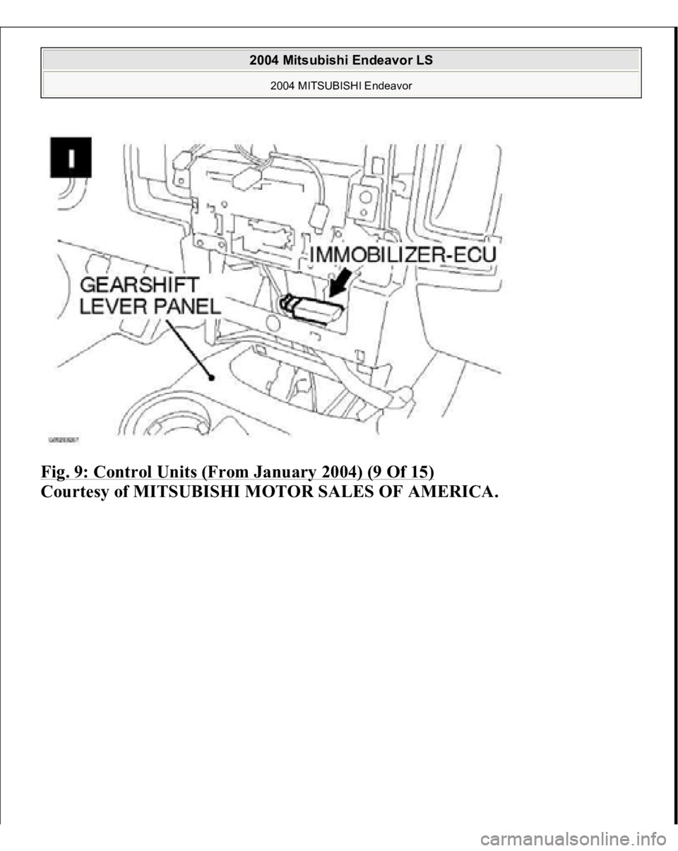 MITSUBISHI ENDEAVOR 2004  Service Repair Manual Fig. 9: Control Units (From January 2004) (9 Of 15)
 
Courtesy of MITSUBISHI MOTOR SALES OF AMERICA.
 
2004 Mitsubishi Endeavor LS 
2004 MITSUBISHI Endeavor
   
