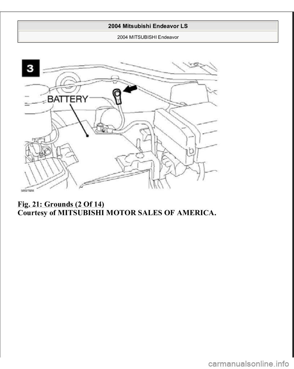 MITSUBISHI ENDEAVOR 2004  Service Repair Manual Fig. 21: Grounds (2 Of 14)
 
Courtesy of MITSUBISHI MOTOR SALES OF AMERICA.
 
2004 Mitsubishi Endeavor LS 
2004 MITSUBISHI Endeavor
   