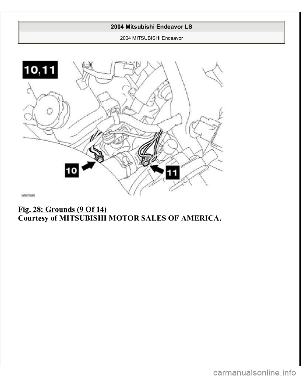 MITSUBISHI ENDEAVOR 2004  Service Repair Manual Fig. 28: Grounds (9 Of 14)
 
Courtesy of MITSUBISHI MOTOR SALES OF AMERICA.
 
2004 Mitsubishi Endeavor LS 
2004 MITSUBISHI Endeavor
   