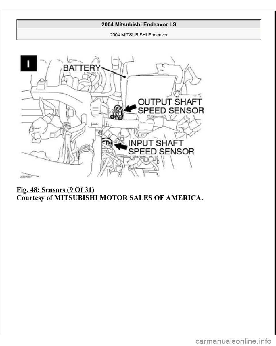 MITSUBISHI ENDEAVOR 2004  Service Repair Manual Fig. 48: Sensors (9 Of 31)
 
Courtes
y of MITSUBISHI MOTOR SALES OF AMERICA
.
 
2004 Mitsubishi Endeavor LS 
2004 MITSUBISHI Endeavor
   