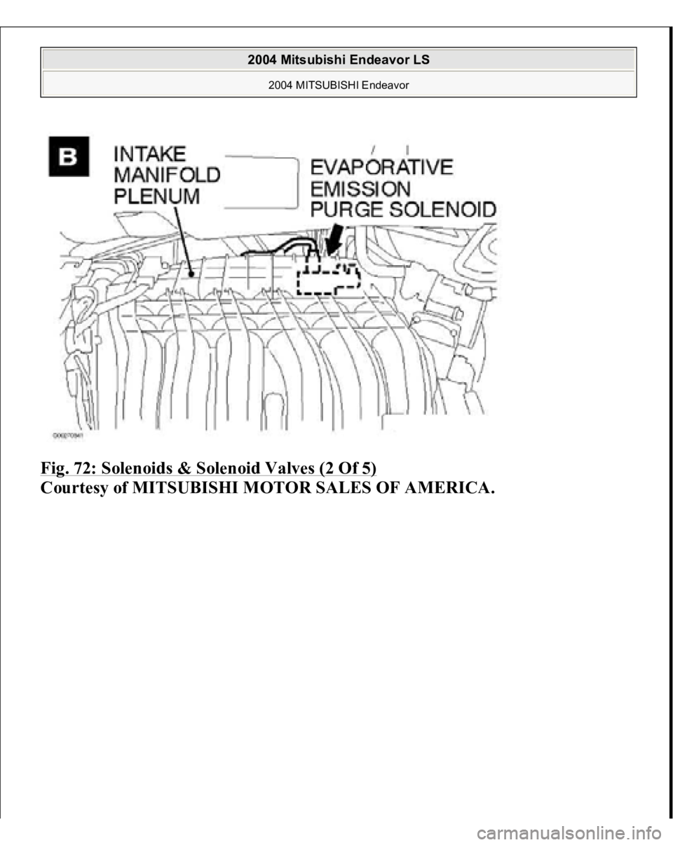 MITSUBISHI ENDEAVOR 2004 Service Repair Manual Fig. 72: Solenoids & Solenoid Valves (2 Of 5)
Courtesy of MITSUBISHI MOTOR SALES OF AMERICA.
2004 Mitsubishi Endeavor LS
2004 MITSUBISHI Endeavor
MITSUBISHI ENDEAVOR 2004 Service Repair Manual Fig. 72: Solenoids & Solenoid Valves (2 Of 5)
Courtesy of MITSUBISHI MOTOR SALES OF AMERICA.
2004 Mitsubishi Endeavor LS
2004 MITSUBISHI Endeavor