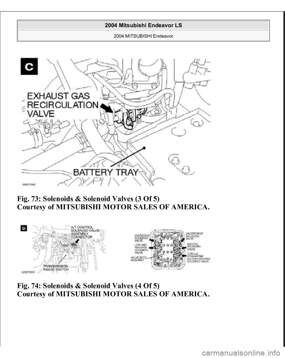 MITSUBISHI ENDEAVOR 2004  Service Repair Manual Fig. 73: Solenoids & Solenoid Valves (3 Of 5)
 
Courtesy of MITSUBISHI MOTOR SALES OF AMERICA. 
Fig. 74: Solenoids & Solenoid Valves (4 Of 5) 
Courtesy of MITSUBISHI MOTOR SALES OF AMERICA.
 
2004 Mit