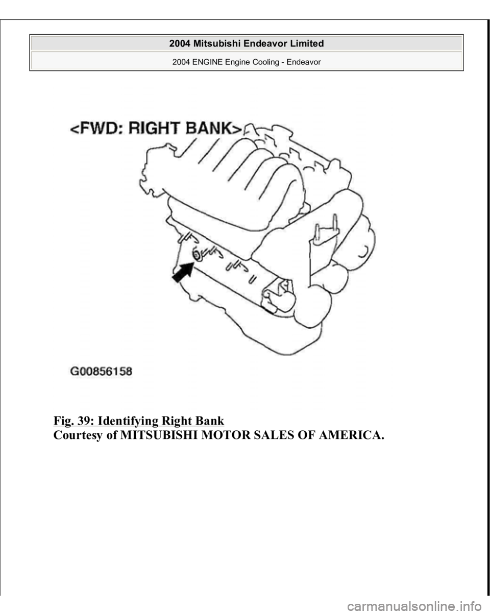 MITSUBISHI ENDEAVOR 2004  Service Repair Manual Fig. 39: Identifying Right Bank
 
Courtesy of MITSUBISHI MOTOR SALES OF AMERICA.
 
2004 Mitsubishi Endeavor Limited 2004 ENGINE Engine Cooling - Endeavor
   