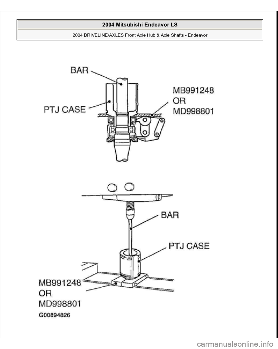 MITSUBISHI ENDEAVOR 2004  Service Repair Manual  
2004 Mitsubishi Endeavor LS 
2004 DRIVELINE/AXLES Front Axle Hub & Axle Shafts - Endeavor
   