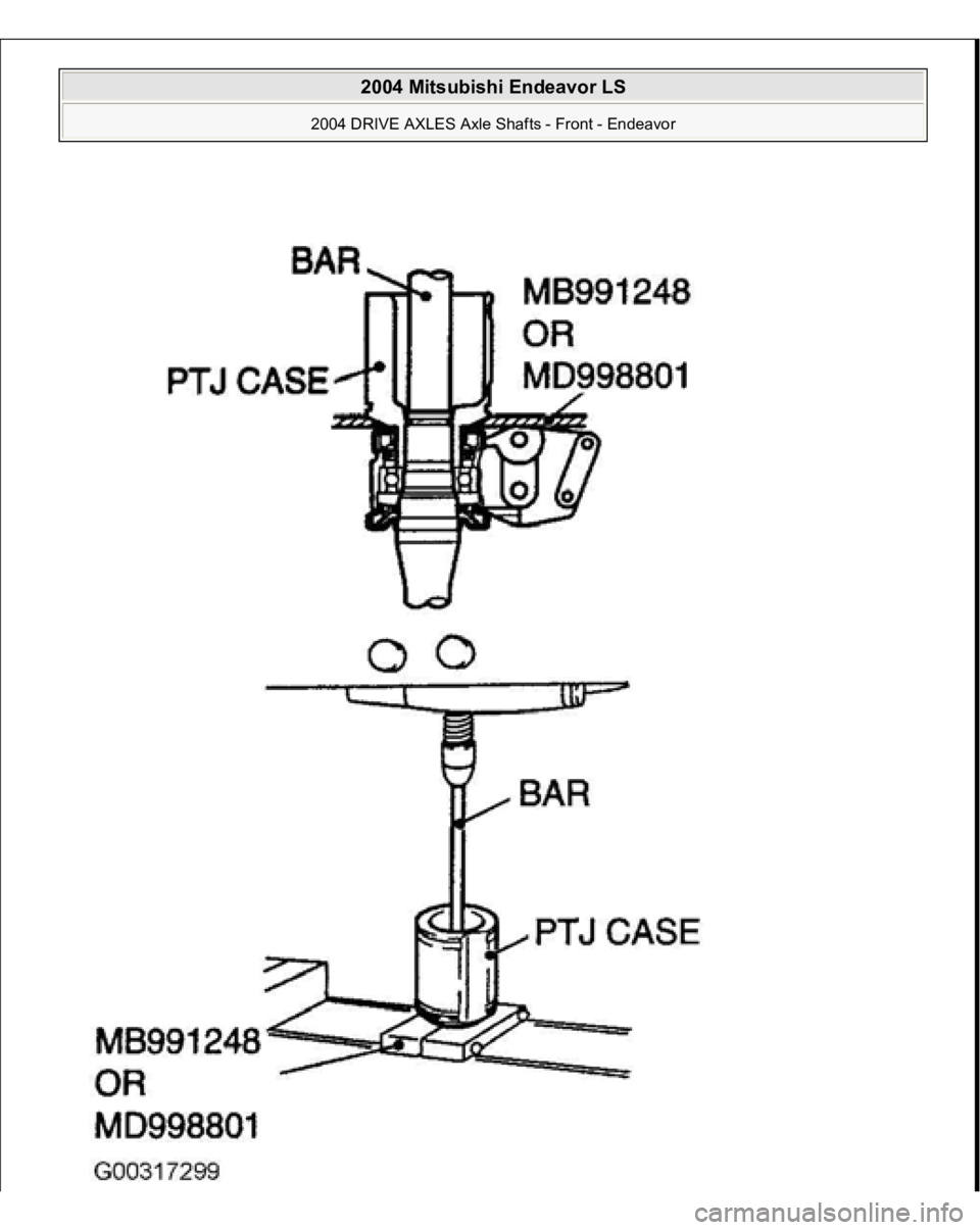 MITSUBISHI ENDEAVOR 2004  Service Repair Manual  
2004 Mitsubishi Endeavor LS 
2004 DRIVE AXLES Axle Shafts - Front - Endeavor
   