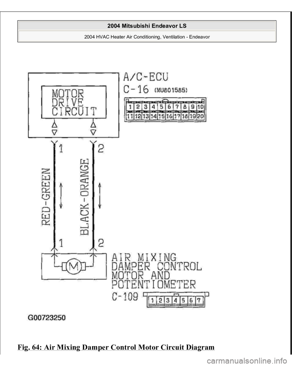 MITSUBISHI ENDEAVOR 2004  Service Repair Manual Fig. 64: Air Mixing Damper Control Motor Circuit Diagram 
2004 Mitsubishi Endeavor LS 
2004 HVAC Heater Air Conditioning, Ventilation - Endeavor
   